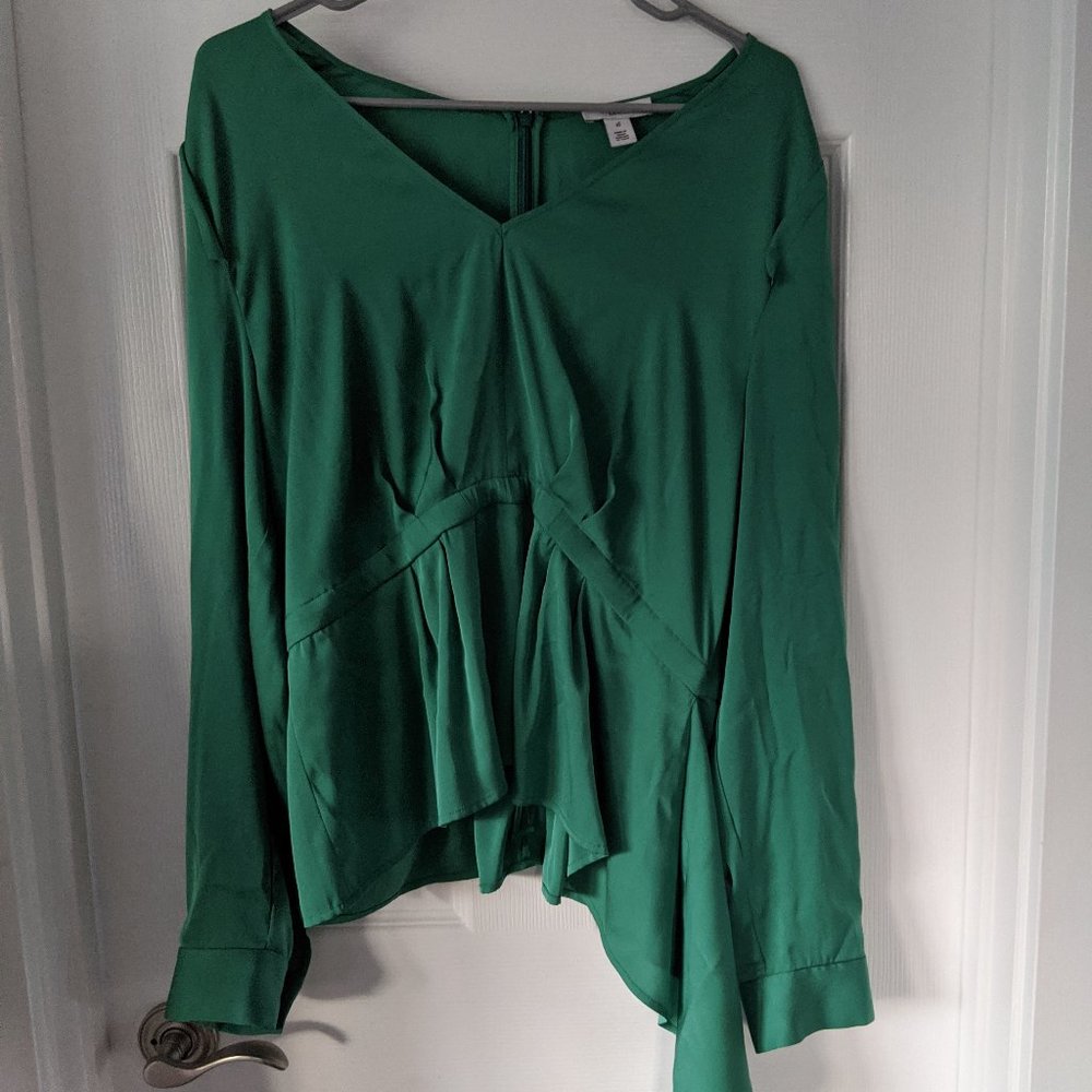 Lewit V-Neck Peplum Silk Blouse